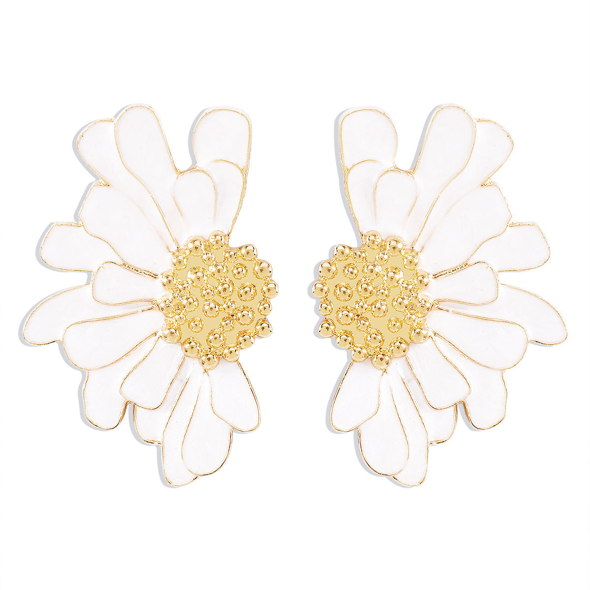 Vintage Alloy Floral Stud Earrings Women'S Temperament Textured Floral Earrings
