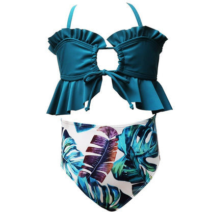 New Kids' Swimsuit Set With Floral Print And High Elasticity