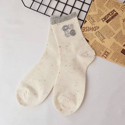 Rufia - Cute Cartoon Bear Pattern Crew Socks