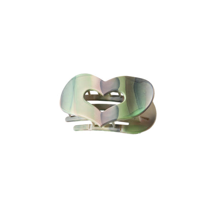 Iridescent Heart Flat Hair Claw Clip