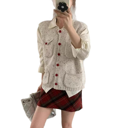 Knitted Vest For Women Solid Color Lightweight Cardigan