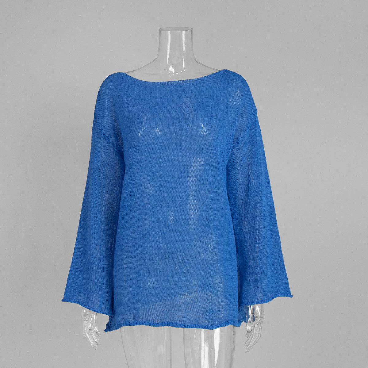 Hollow Knit T-Shirt with Bell Sleeves for Women