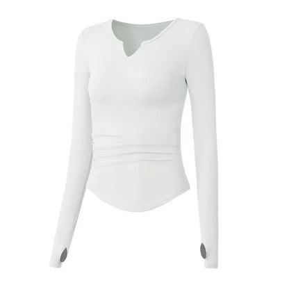 Yoga Suit Long Sleeve T-Shirt Running Top V-Neck Nude Fitness Top Female