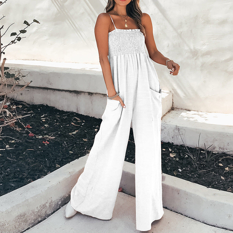 Trendy Solid Color Slim Fit Jumpsuit with Pockets