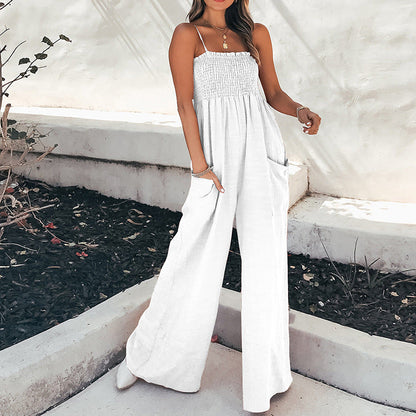 Trendy Solid Color Slim Fit Jumpsuit with Pockets