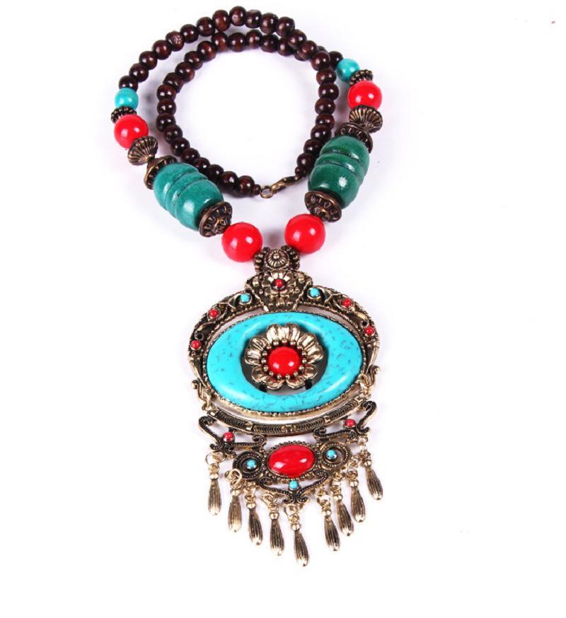 Tibetan Floral Tassel Necklace