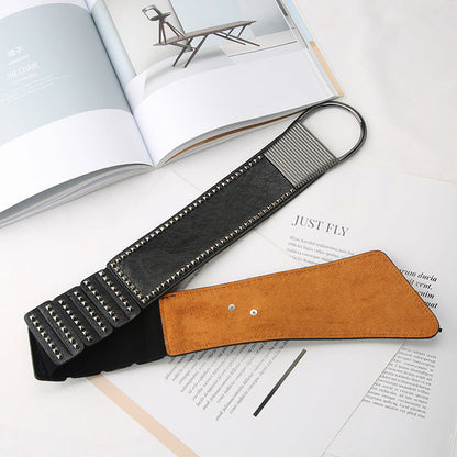 Punk Studded Elastic Wide Waist Belt