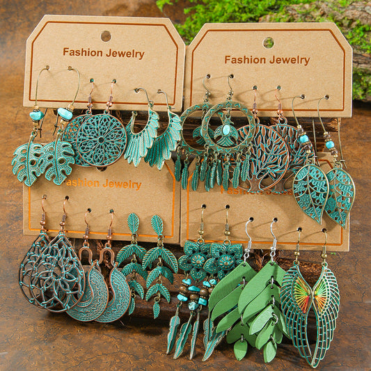 Bohemian Vintage Leaf Earrings Set Stylish Accessories