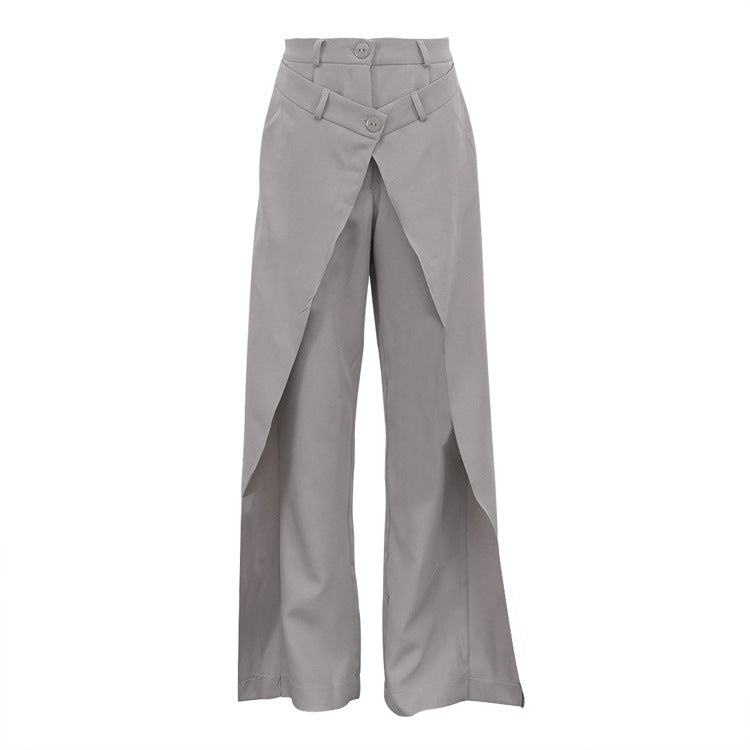 French High-Waisted Wide-Leg Pants For Women