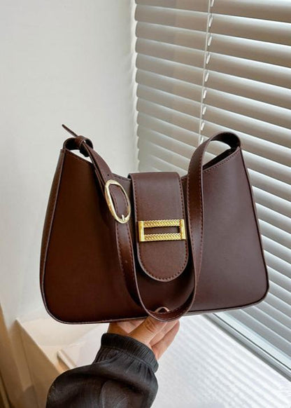 Minimalist PU Leather Shoulder Bag With Magnetic Closure