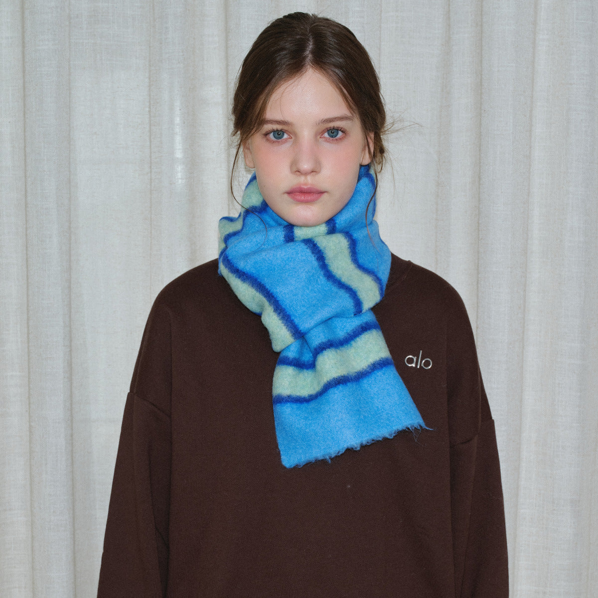 Striped Wool Blend Scarf Soft Cozy Neck Warmer