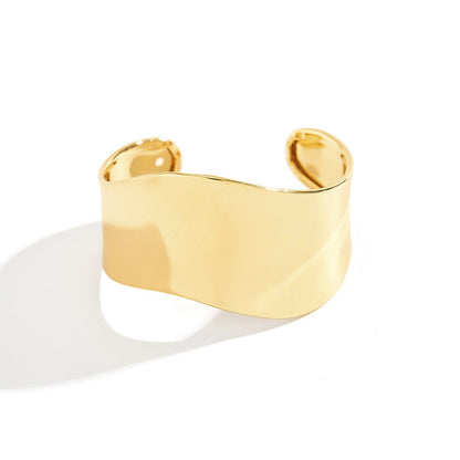 Trendy Irregular Shiny Metal Wide Cuff Bracelet