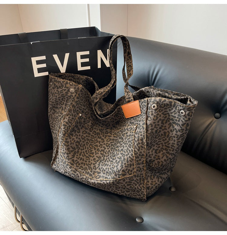 Leopaed Print Shoulder Bag Large Capacity Tote Bag
