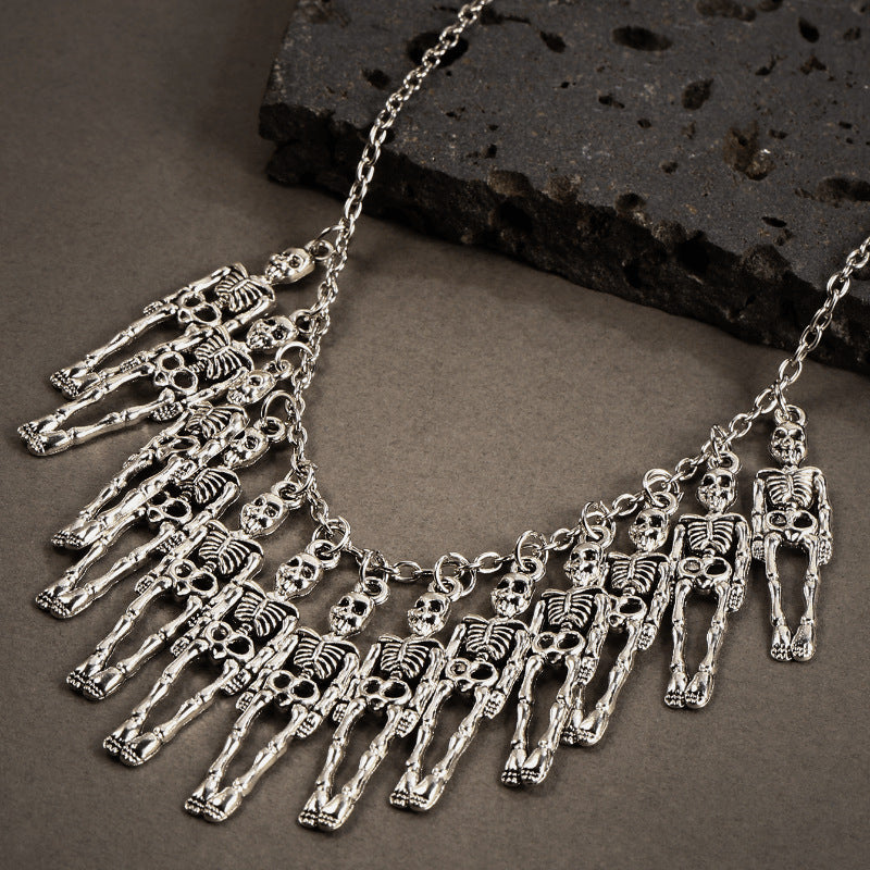 Halloween Stylish Skeleton Skull Claw Necklace