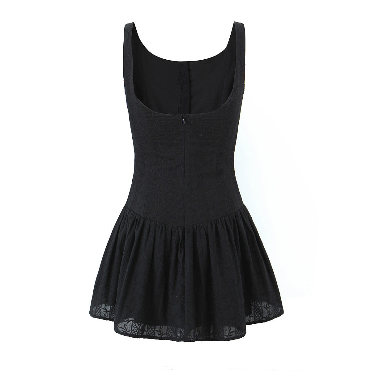 Sexy Solid Color Backless Staps Mini Dress