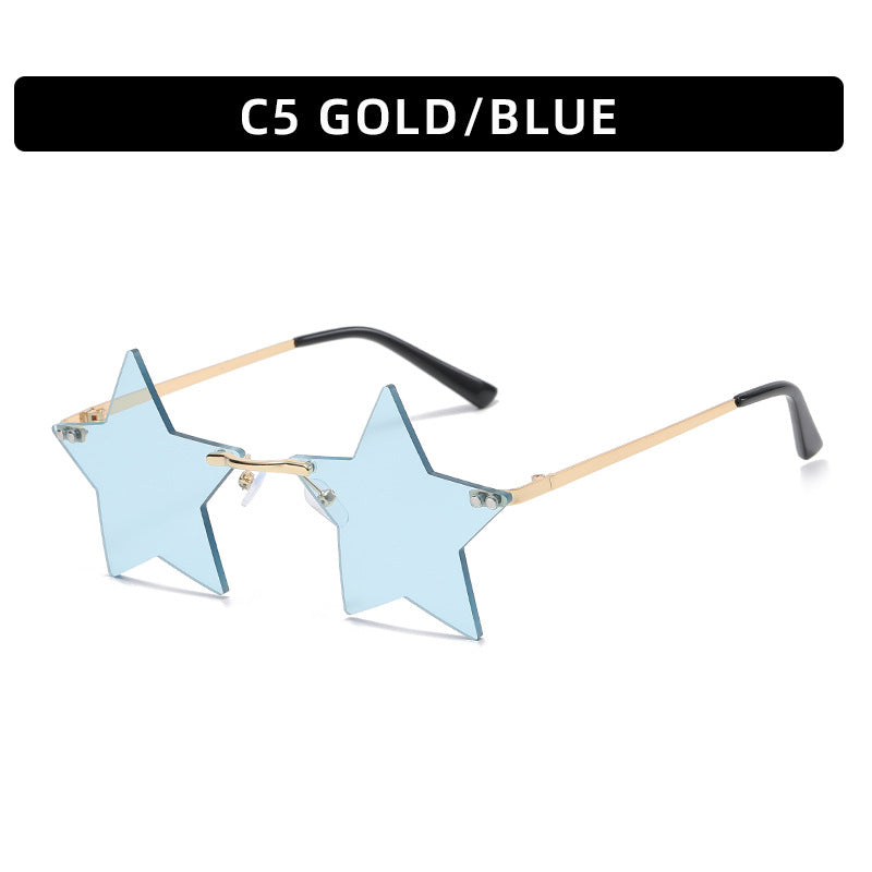 Fashionable Frameworkless Star-Shaped Sunglasses Punk Style