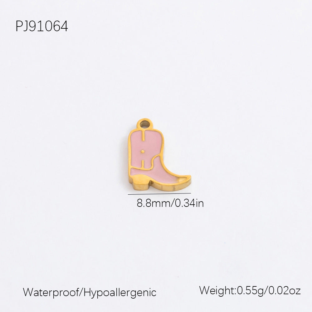 Cute Heart Pendant Stainless Steel Necklace with 18K Gold Plating