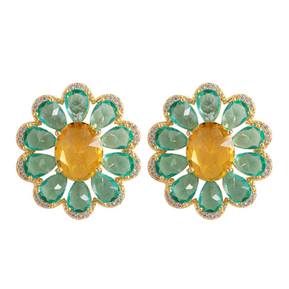 Daisy Flower Zircon Stud Earrings Exquisite Floral Design