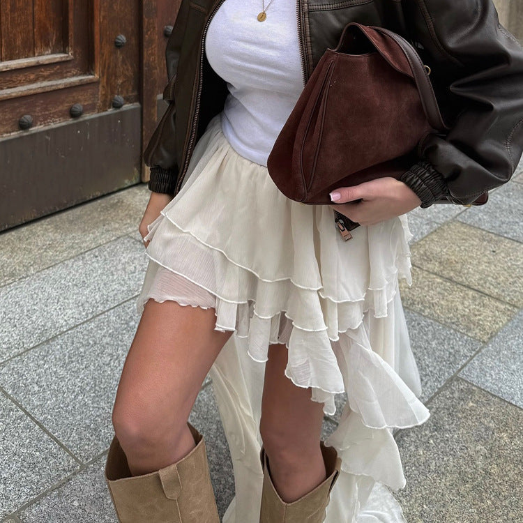 Trendy Casual A-Line Skirt With Irregular Hem