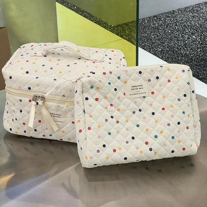 Colorful Polka Dot Makeup Bag Large Capacity Travel Clutch