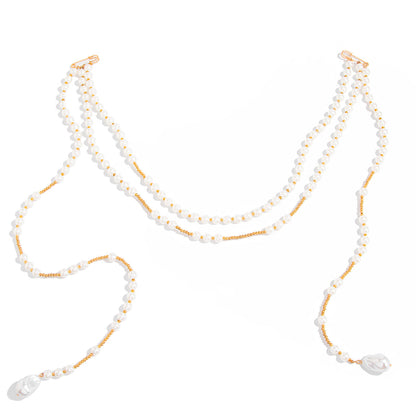 Creative Imitation Pearl Tassel Brooch Chain Pin Stylish Ins Star Pendant