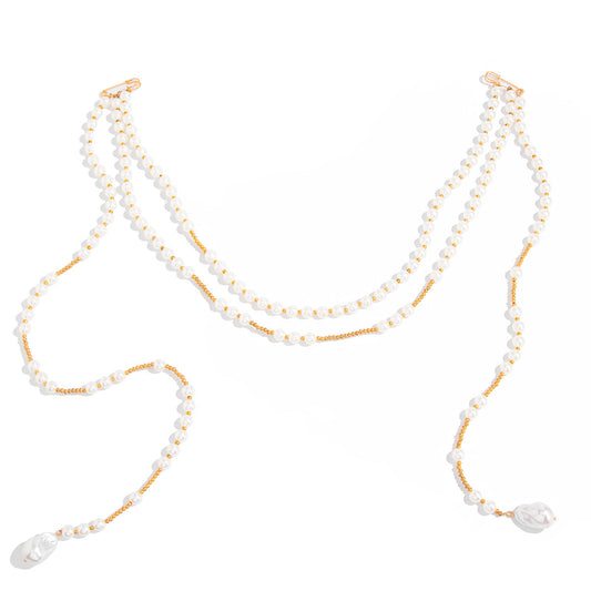 Creative Imitation Pearl Tassel Brooch Chain Pin Stylish Ins Star Pendant