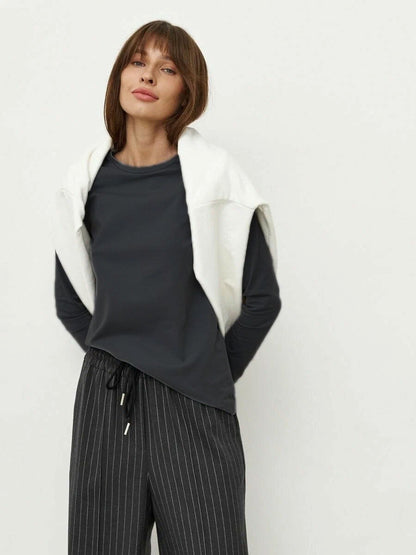 Cotton Long Sleeve T-Shirt Casual Round Neck for Women