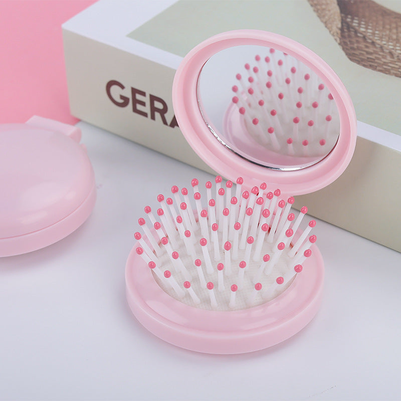 Folding Mini Pocket Cute Comb with Mirror