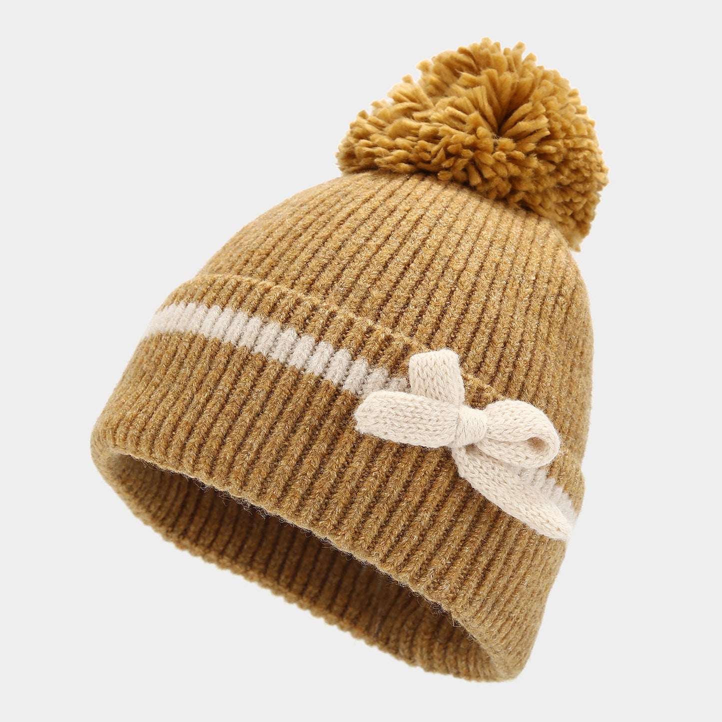Winter Cute Bow Knot Hat Scarf Gloves Set