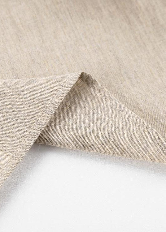 Linen Maxi Dress With Puff Sleeves And Square Neckline