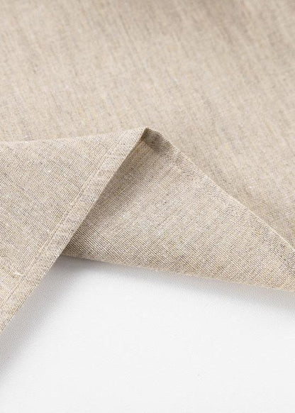 Linen Maxi Dress With Puff Sleeves And Square Neckline