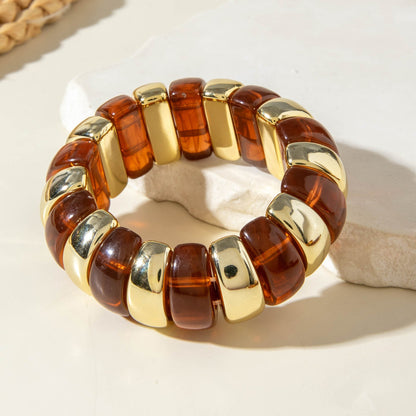 Exaggerated Acrylic Bead Bracelet Set Colorful Retro Jewelry