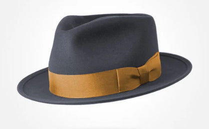 Classic Wool Felt Fedora Hat for Autumn and Winter