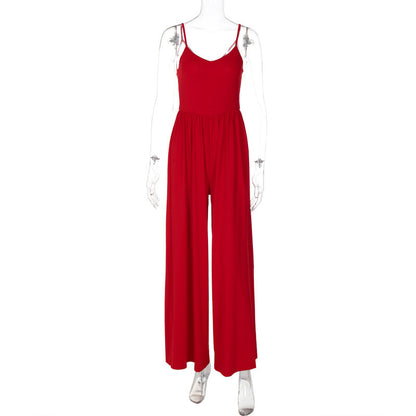 Trendy Sexy Backless Jumpsuit with Wide Legs