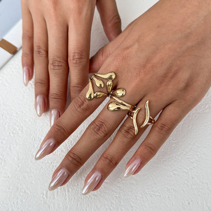 Geometric Metal Cross-Ring Set Trendy Hip-Hop Style