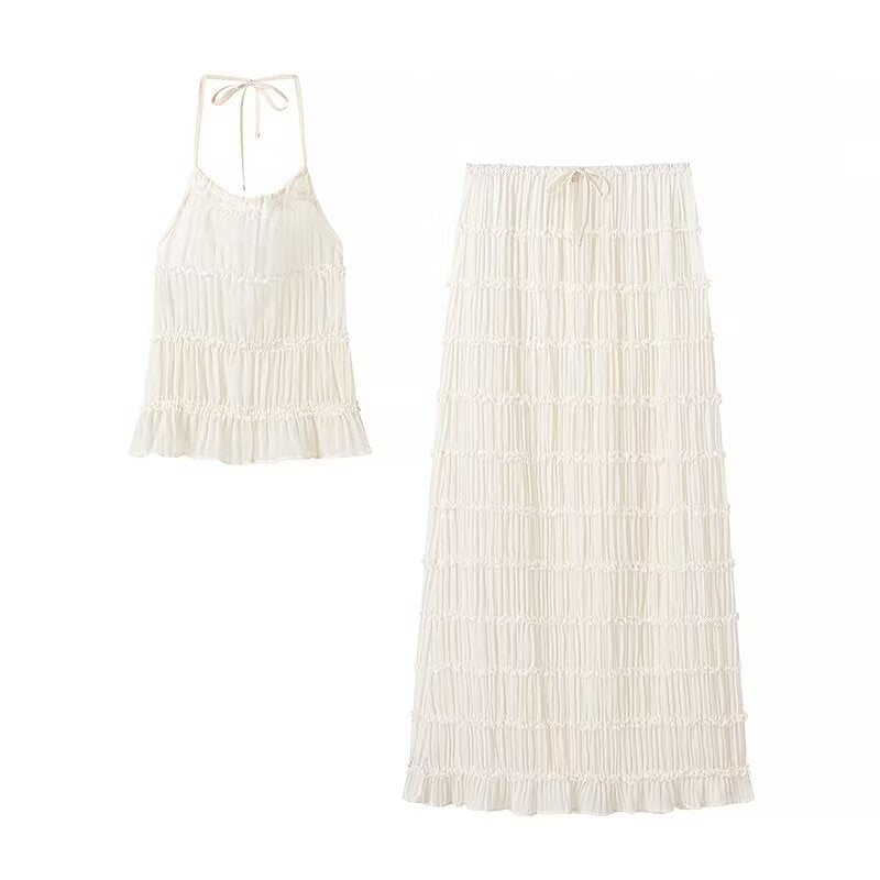 Sexy Ruched Cami Top and Skirt Sets