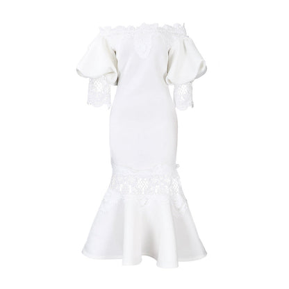 Off-Shoulder Lace Mermaid Dress For Evening Parties