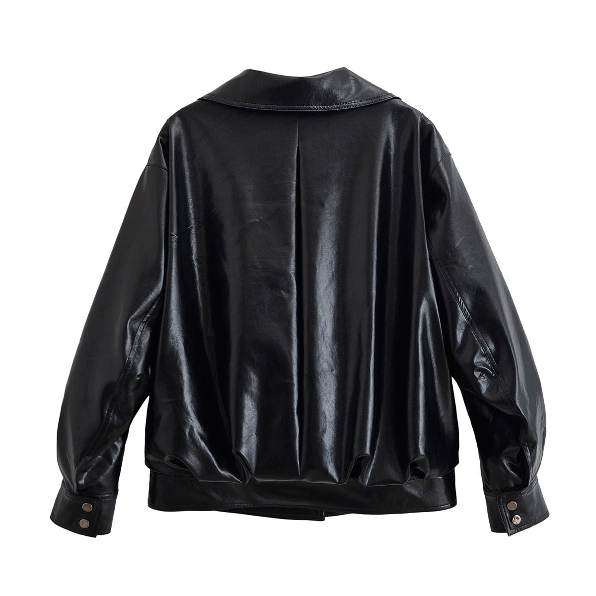 Cool Lapel Pleated Leather Jackey