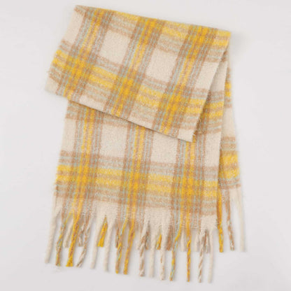 Trendy Plaid Thicken Warm Tassel Knit Scarf