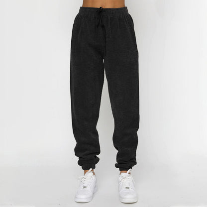 Solid Color Corduroy Casual Pullover Set