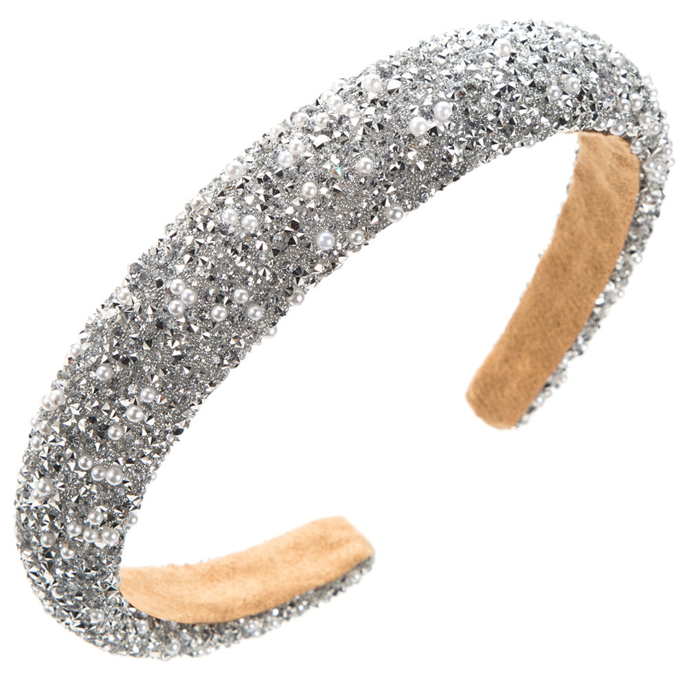 Colorful Pearl Rhinestone Headband Trendy Party Hair Accessory