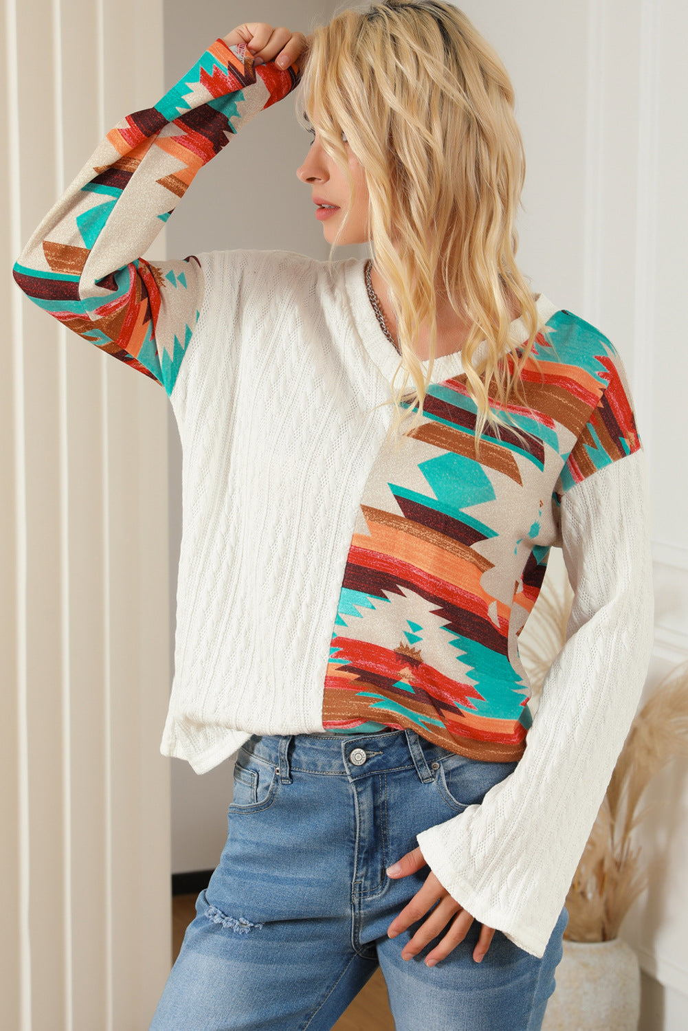 New Knitted T-Shirts For Women Splicing Sweaters And Printing Short-Sleeved Women.