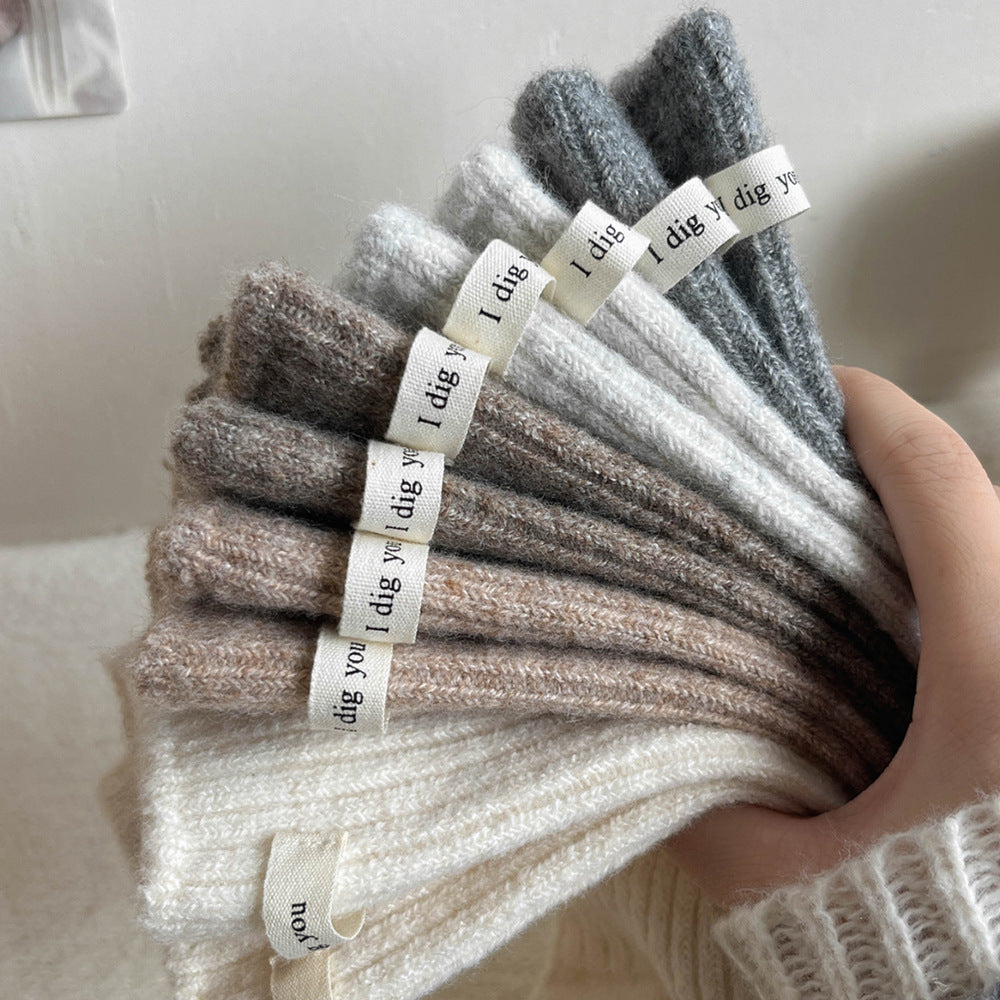Winter Thermal Solid Color Crew Socks