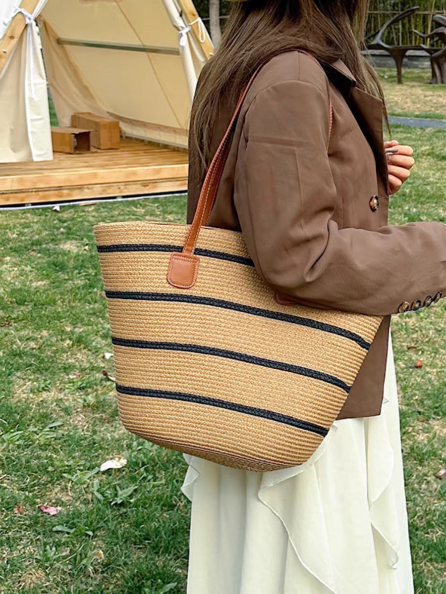 Women's Summer Straw Tote Bag Large Capacity Woven Shoulder Bag