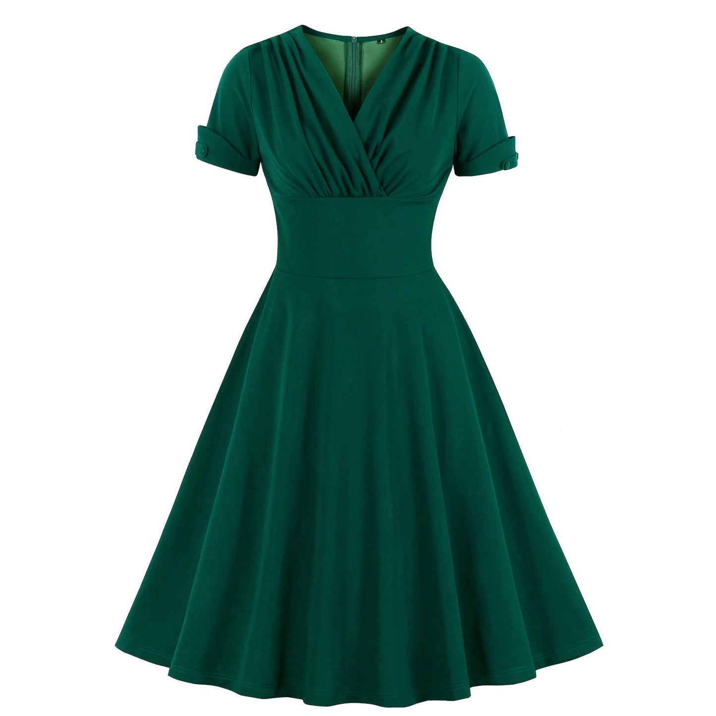 Retro V-Neck Waist-Tie Flared Dress