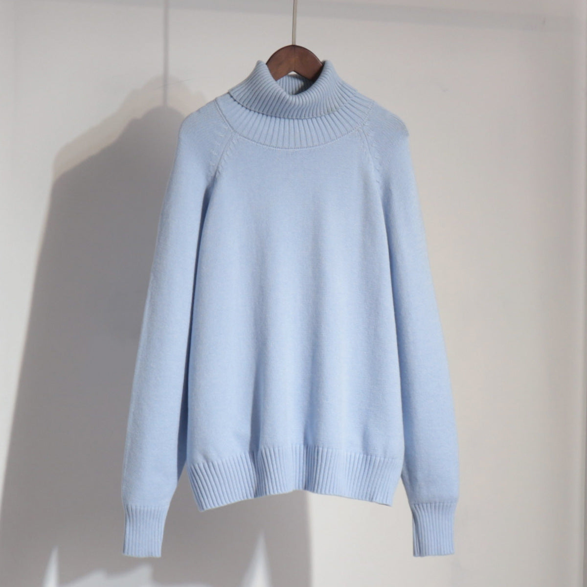 Chic High Neck Sweater Casual Pullover Solid Color