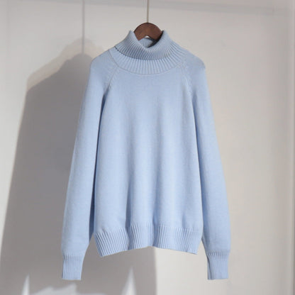 Chic High Neck Sweater Casual Pullover Solid Color
