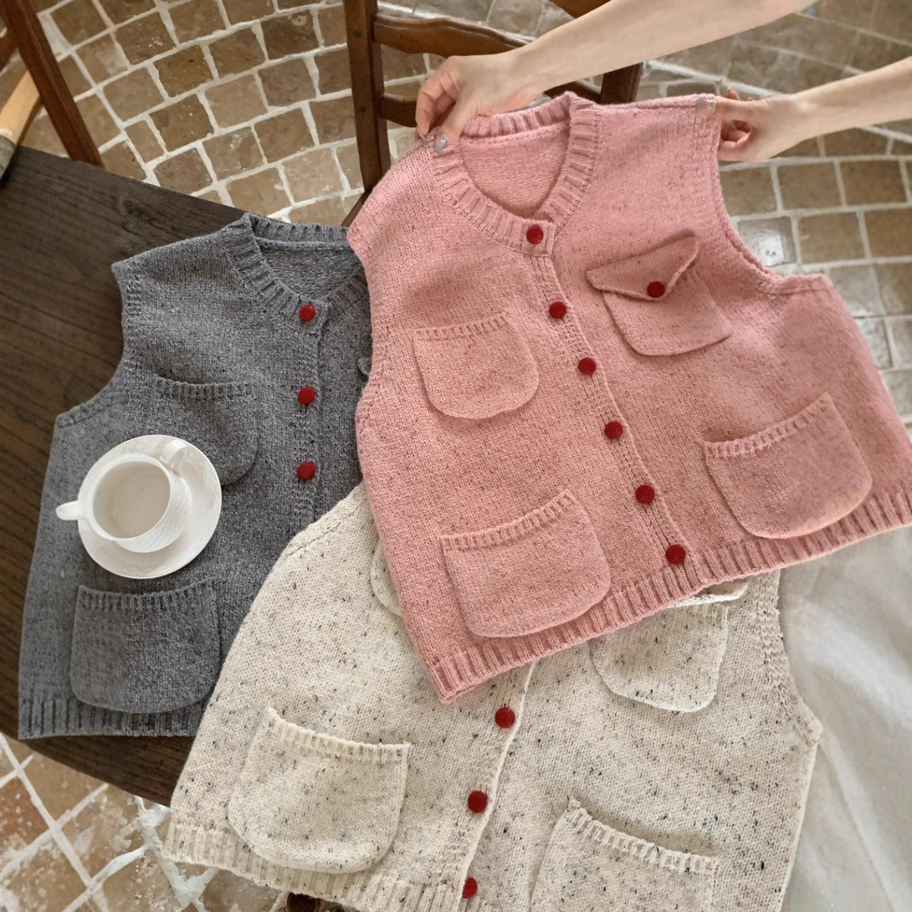 Knitted Vest For Women Solid Color Lightweight Cardigan