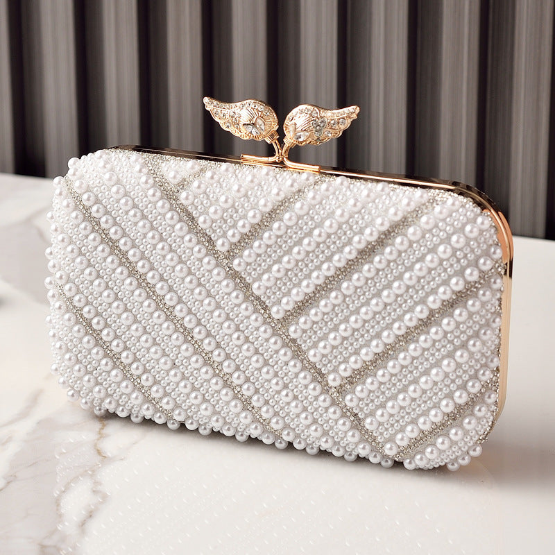 Trendy Pearl Evening Clutch Bag Stylish Party Handbag