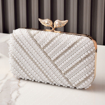 Trendy Pearl Evening Clutch Bag Stylish Party Handbag